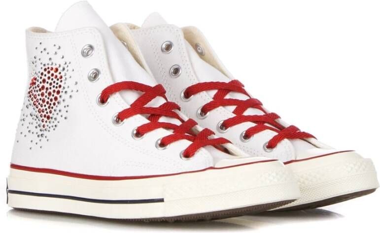 Converse Canvas High-Top Sneaker met Hart Glitter White Dames