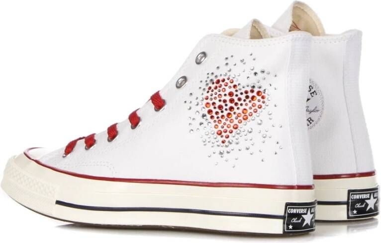 Converse Canvas High-Top Sneaker met Hart Glitter White Dames