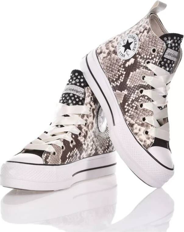 Converse Handgemaakte Beige Zwarte Sneakers Multicolor Dames