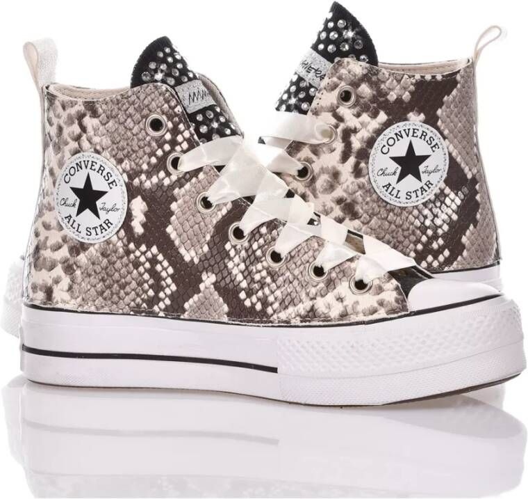 Converse Handgemaakte Beige Zwarte Sneakers Multicolor Dames