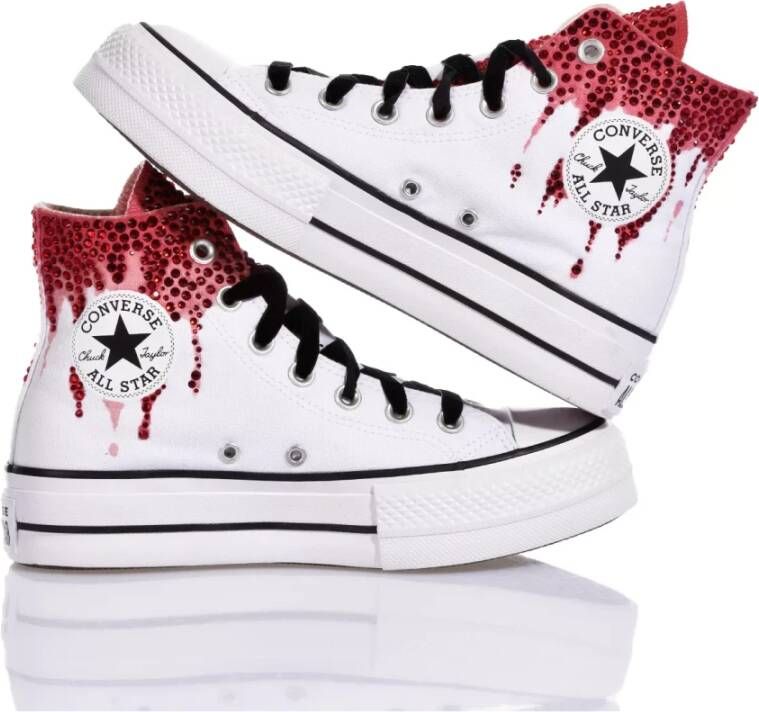 Converse Handgemaakte Damessneakers Wit Rood Multicolor Dames