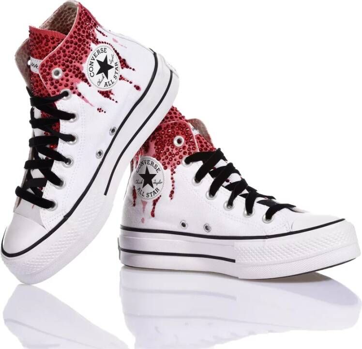 Converse Handgemaakte Damessneakers Wit Rood Multicolor Dames