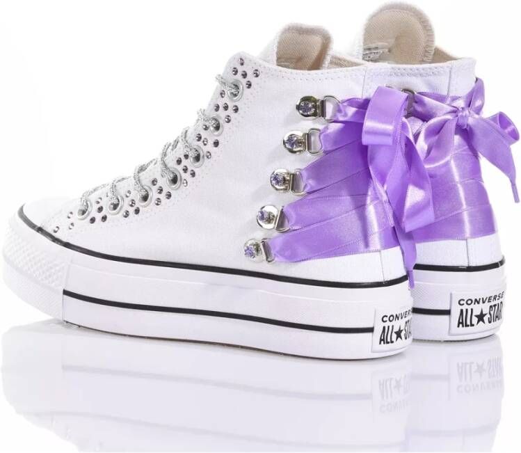 Converse Handgemaakte Witte Paarse Sneakers Multicolor Dames