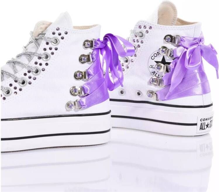 Converse Handgemaakte Witte Paarse Sneakers Multicolor Dames