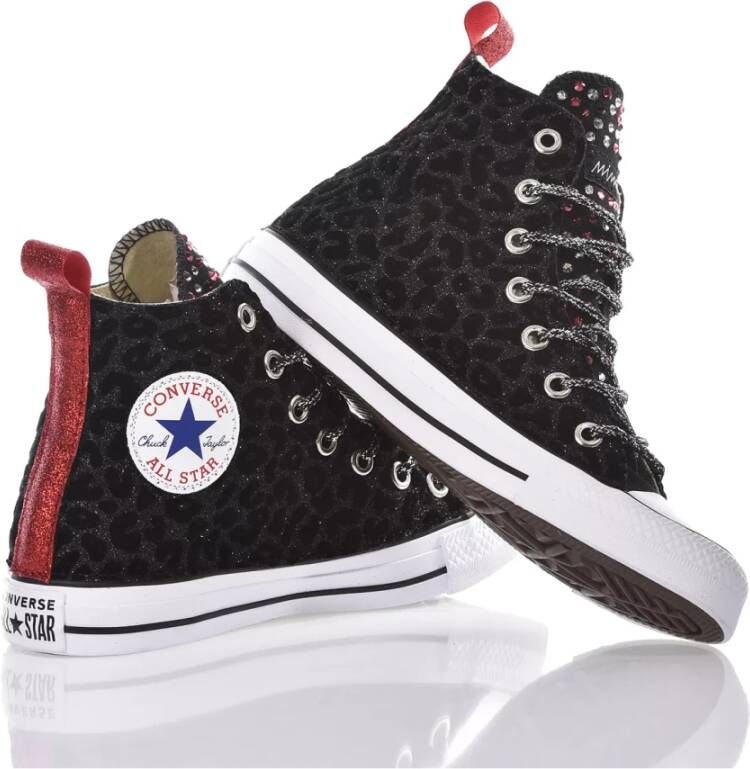 Converse Handgemaakte Zwarte Rode Sneakers Black Dames