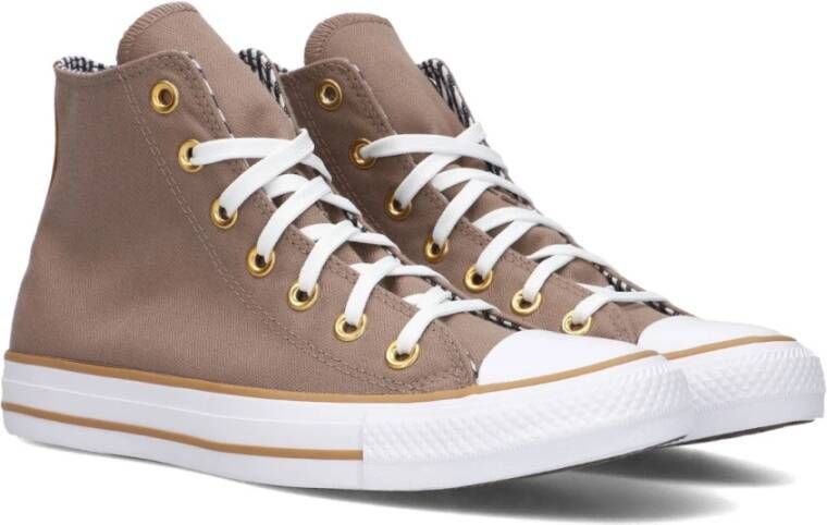 Converse Taupe Herringbone High Top Sneakers Beige Dames