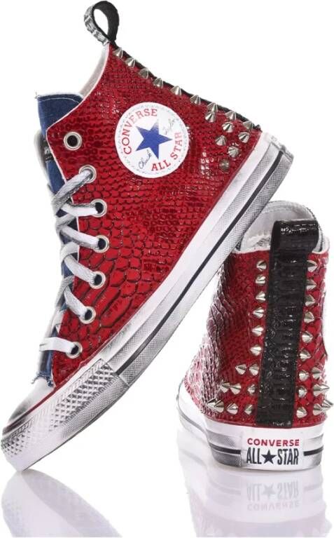 Converse Zwart Rood Sneakers Ambachtelijke Stijl Red Heren