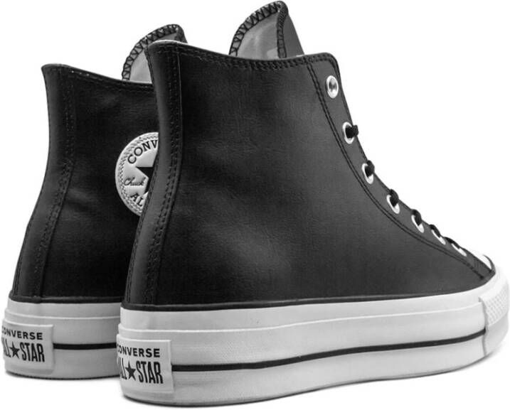 Converse Zwarte leren platform sneakers Black Dames