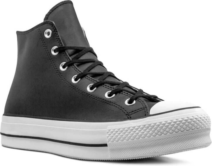 Converse Zwarte leren platform sneakers Black Dames