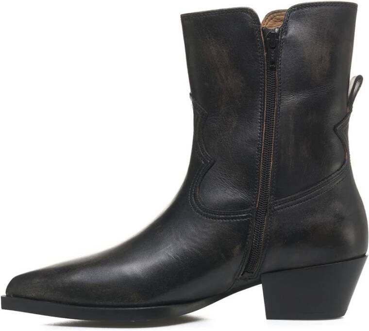 Copenhagen Shoes Puntige Leren Laarzen met Ritssluiting Black Dames