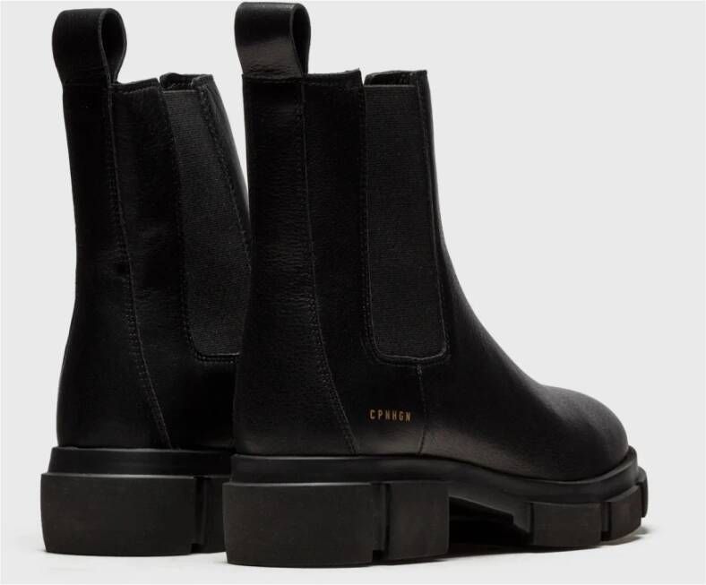 Copenhagen Shoes Rounded Toe Leather Chelsea Boots Black Dames