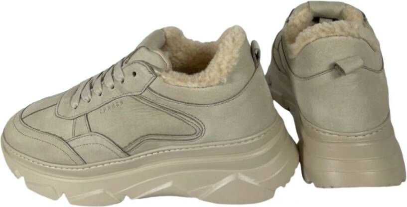 Copenhagen Shoes Nabuc Teddy Dames Plateau-Sneaker met Echt Bontvoering Beige Dames