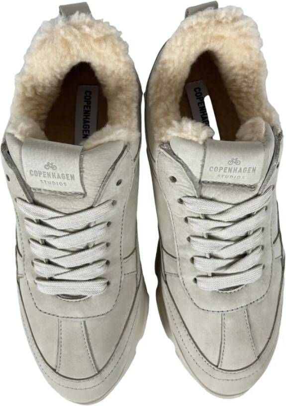 Copenhagen Shoes Nabuc Teddy Dames Plateau-Sneaker met Echt Bontvoering Beige Dames