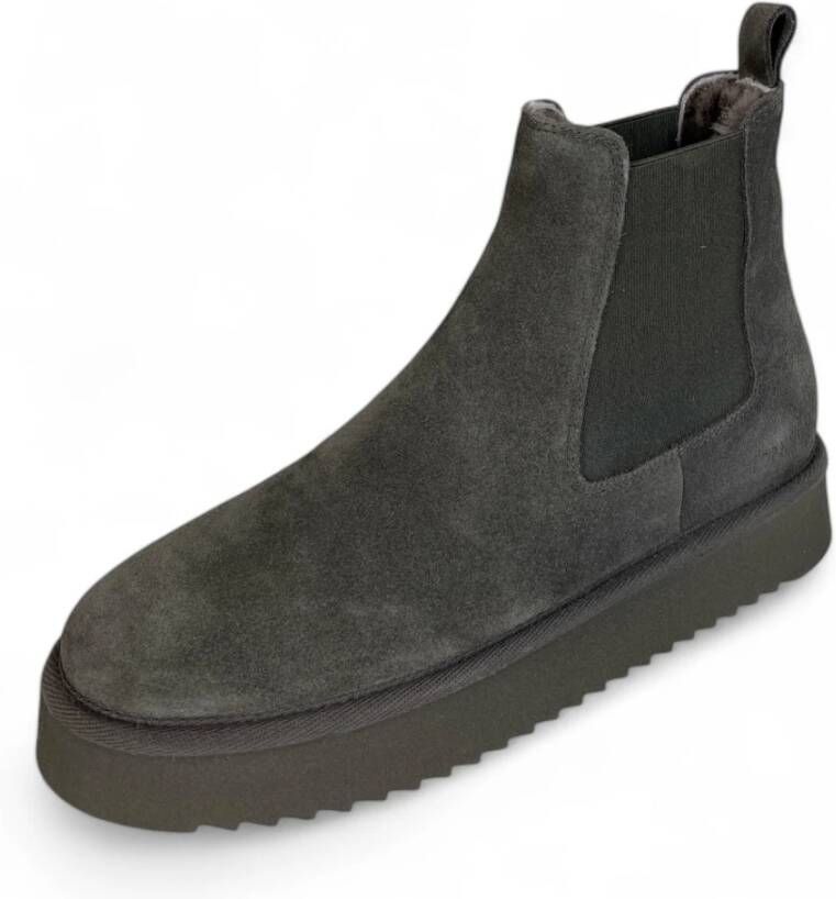 Copenhagen Shoes Suède Chelsea Boots met schapenvacht Black Heren