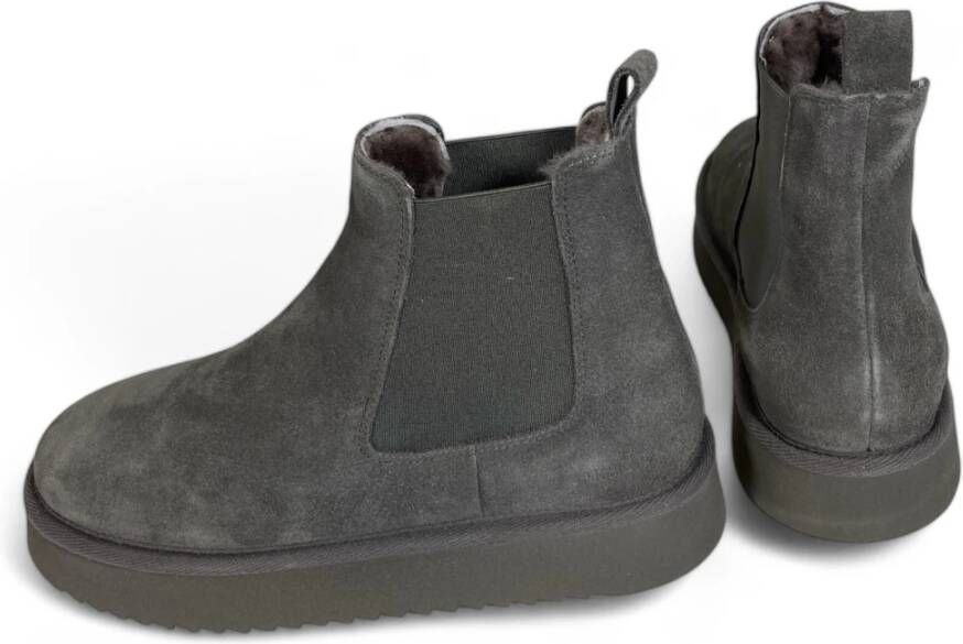 Copenhagen Shoes Suède Chelsea Boots met schapenvacht Black Heren