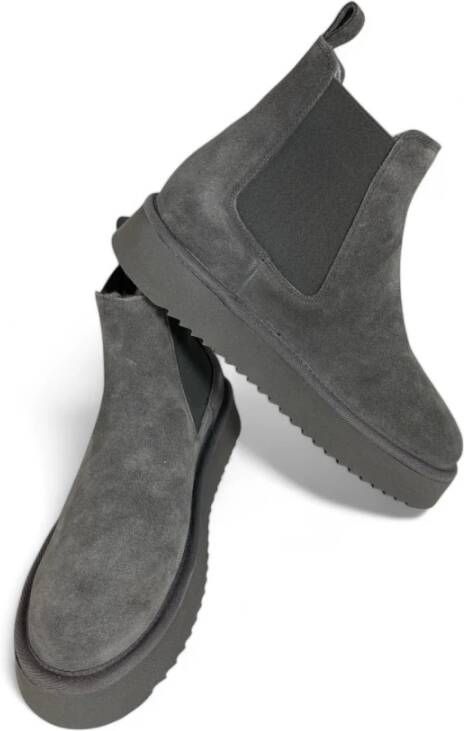 Copenhagen Shoes Suède Chelsea Boots met schapenvacht Black Heren