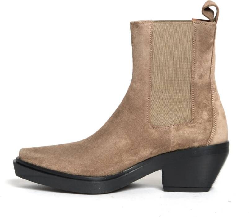 Copenhagen Shoes Taupe Suede Texaanse Enkellaarzen Beige Dames