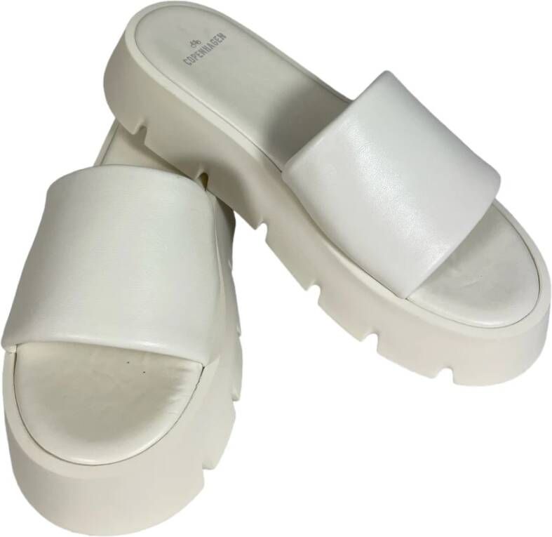 Copenhagen Shoes Witte Leren Plateau Sandaal White Dames