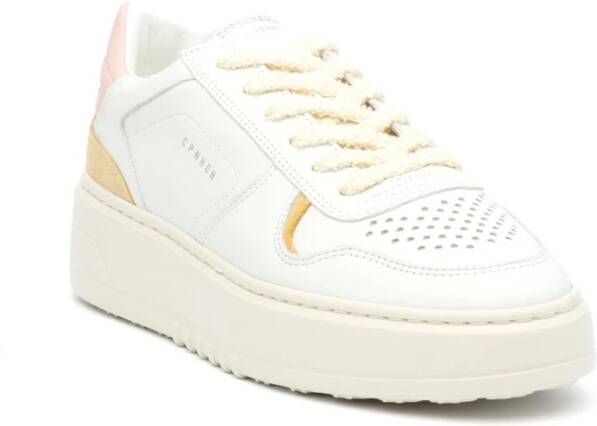 Copenhagen Shoes Witte Leren Sneakers met Rozedetails White Dames