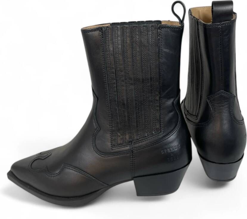 Copenhagen Shoes Zwarte Leren Damen Cowboy Boot Black Dames