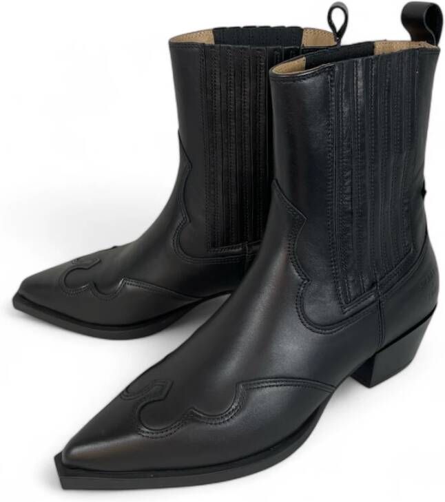 Copenhagen Shoes Zwarte Leren Damen Cowboy Boot Black Dames