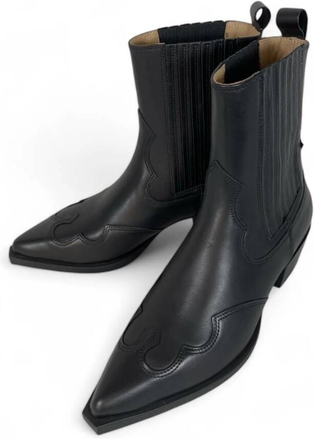 Copenhagen Shoes Zwarte Leren Damen Cowboy Boot Black Dames