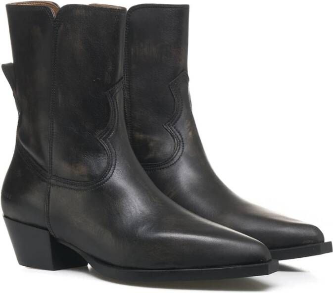 Copenhagen Shoes Zwarte Leren Enkellaarzen Elegante Stijl Black Dames