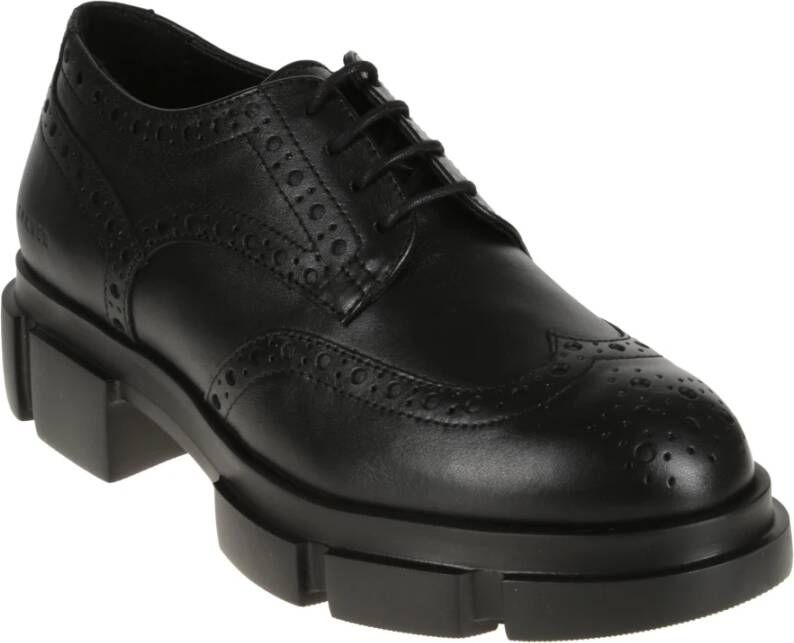 Copenhagen Shoes Zwarte leren veterschoenen Black Dames