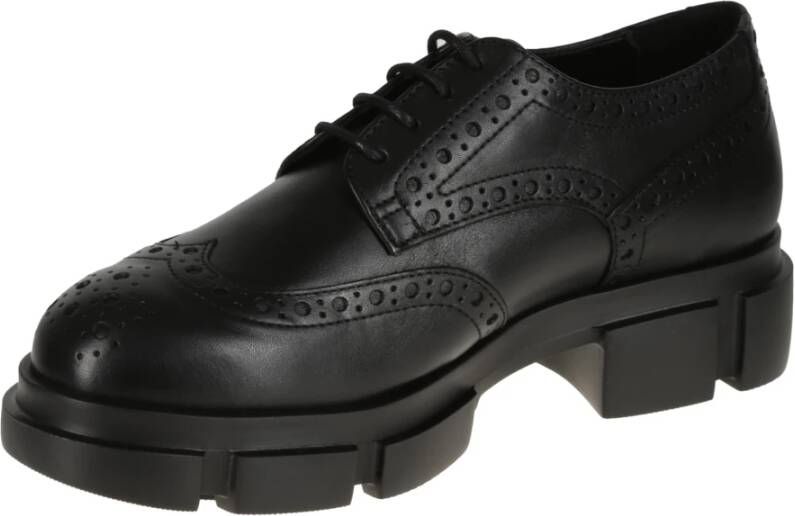 Copenhagen Shoes Zwarte leren veterschoenen Black Dames