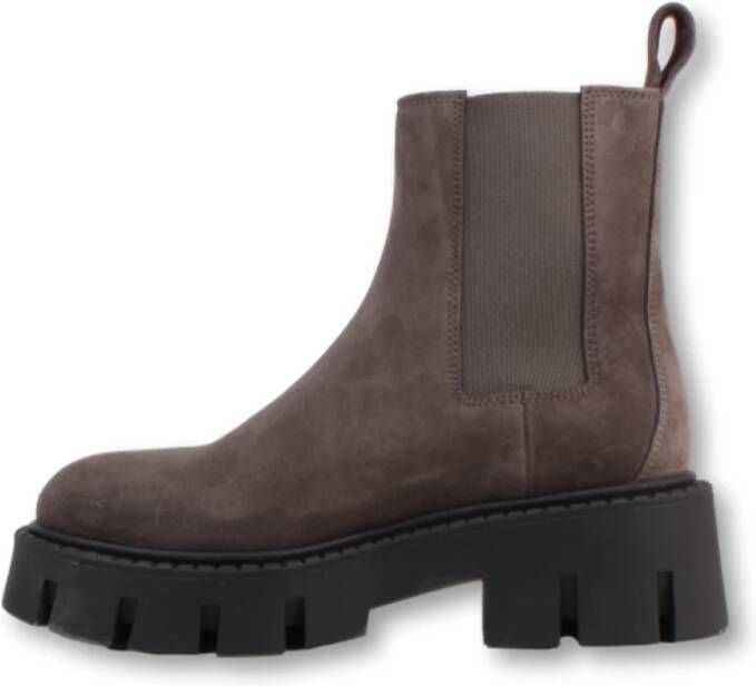 Copenhagen Studios Suède Chelsea Boots met Geborduurde Details Brown Dames