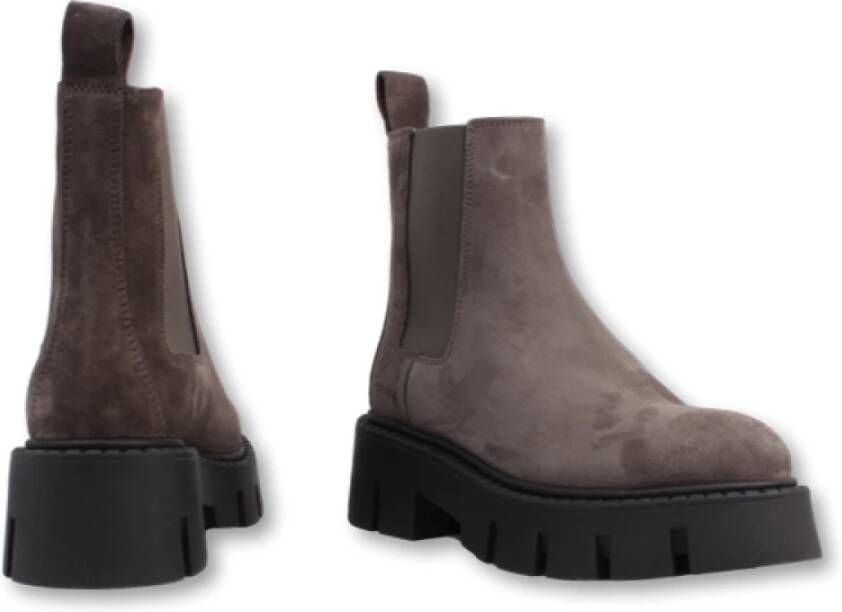 Copenhagen Studios Suède Chelsea Boots met Geborduurde Details Brown Dames