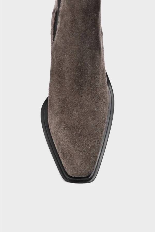 Copenhagen Studios Suede Chelsea Texano Laarzen Off-Black Brown Dames