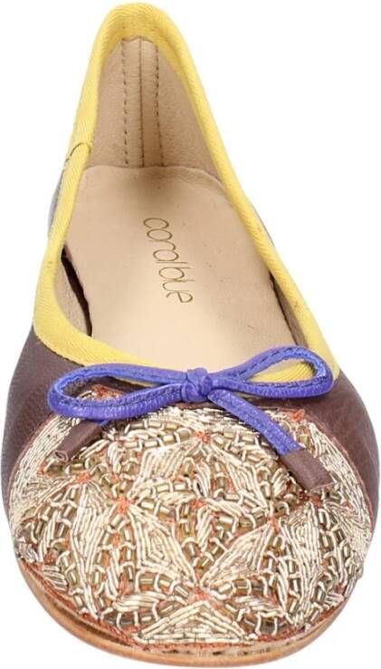 Coral Blue Leren Ballet Flats voor Vrouwen Brown Dames