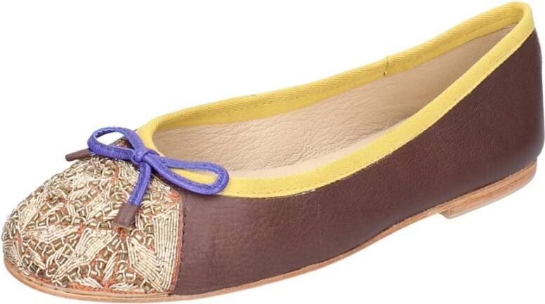 Coral Blue Leren Ballet Flats voor Vrouwen Brown Dames