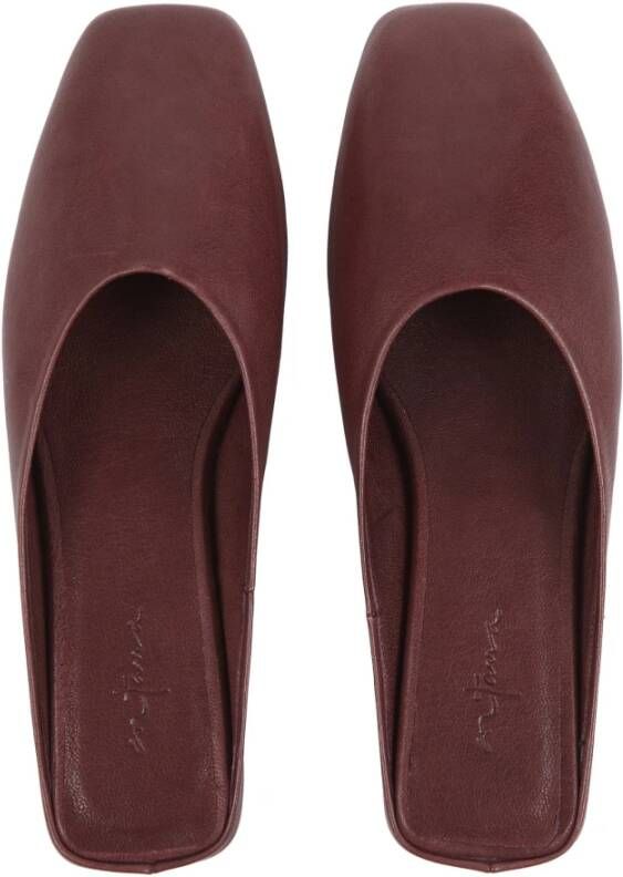 Cortana Bordeaux leren platte muiltjes Red Dames