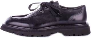 Corvari Zwarte Leren Derby Platte Schoenen Black Heren