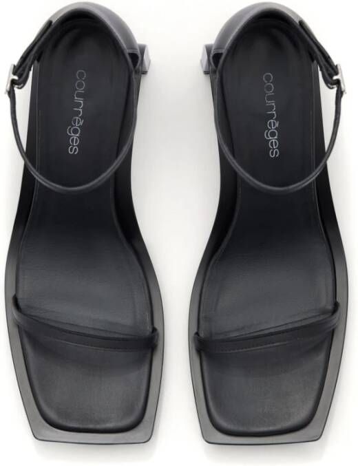 Courrèges Zwarte Leren Sandalen met Hoge Hak Black Dames