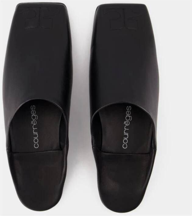 Courrèges Zwarte Leren Shadow Mules Black Dames