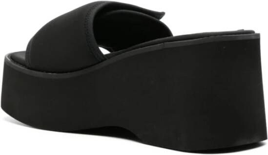 Courrèges Zwarte Logo Slipper Sandalen Black Dames