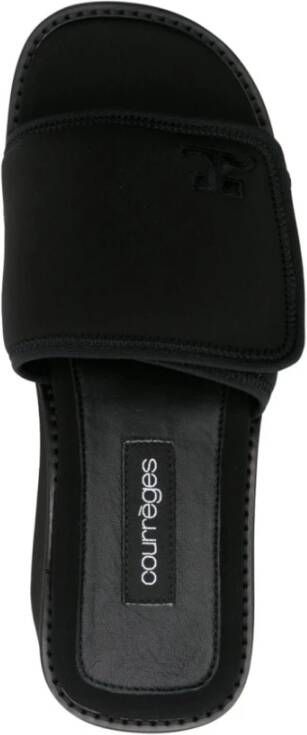 Courrèges Zwarte Logo Slipper Sandalen Black Dames