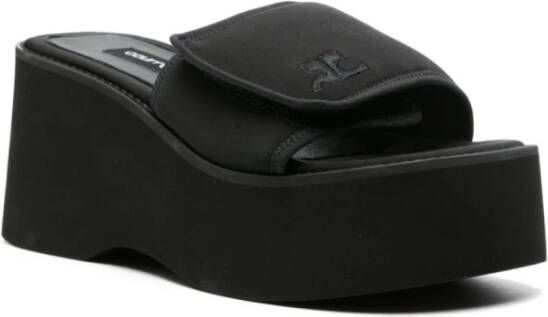 Courrèges Zwarte Logo Slipper Sandalen Black Dames