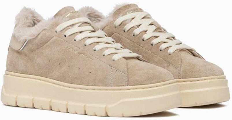 Crime London Beige Sneakers met Suède Bovenwerk Beige Dames