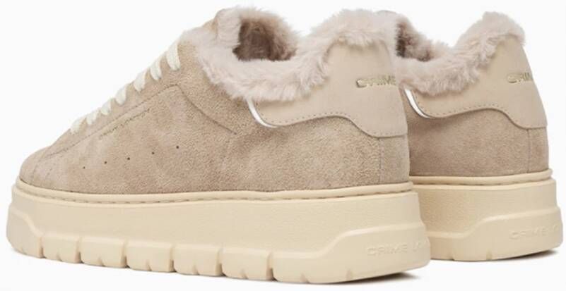 Crime London Beige Sneakers met Suède Bovenwerk Beige Dames