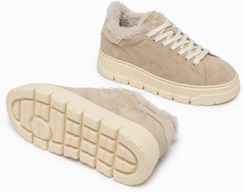 Crime London Beige Sneakers met Suède Bovenwerk Beige Dames