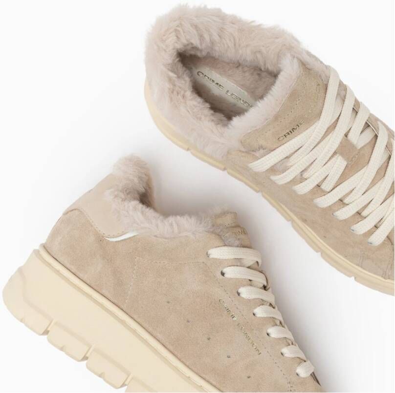 Crime London Beige Sneakers met Suède Bovenwerk Beige Dames