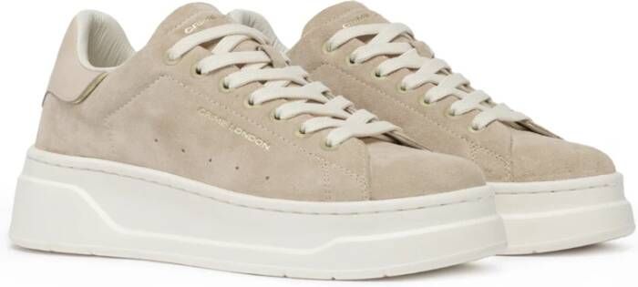 Crime London Beige Suède Sneakers Platina Details Beige Dames