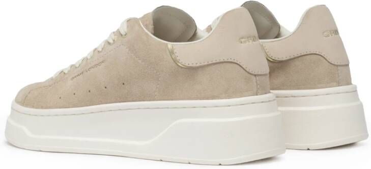 Crime London Beige Suède Sneakers Platina Details Beige Dames