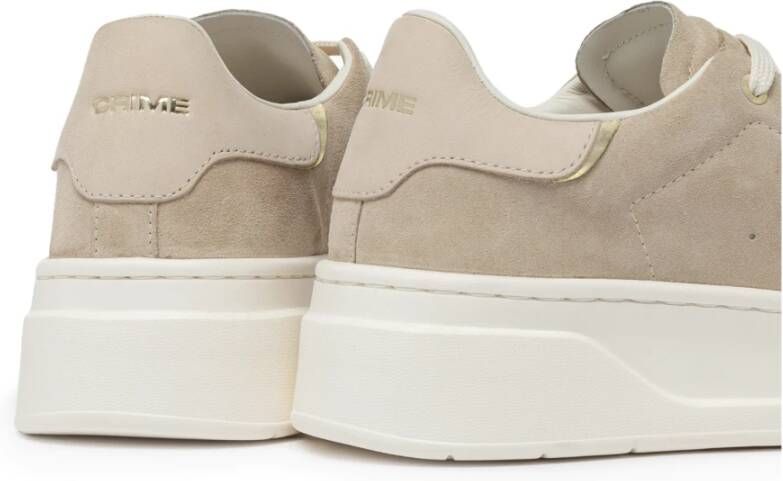 Crime London Beige Suède Sneakers Platina Details Beige Dames