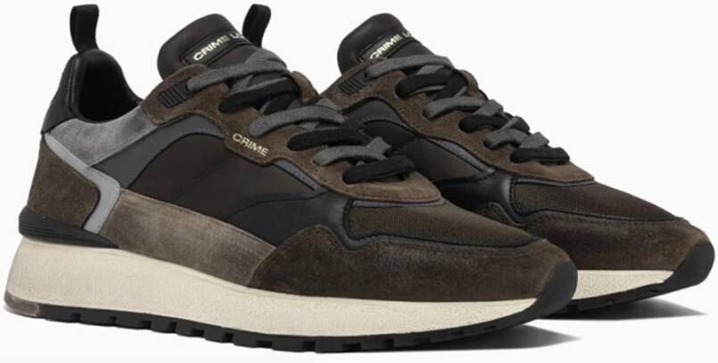 Crime London Bruine Sneakers met Zwarte Details Brown Heren