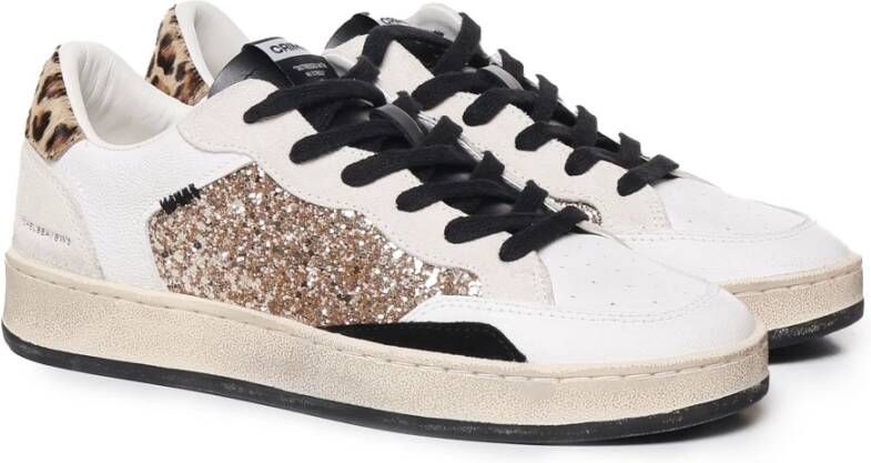 Crime London Dierenprint Leren Sneakers Wit Beige White Dames